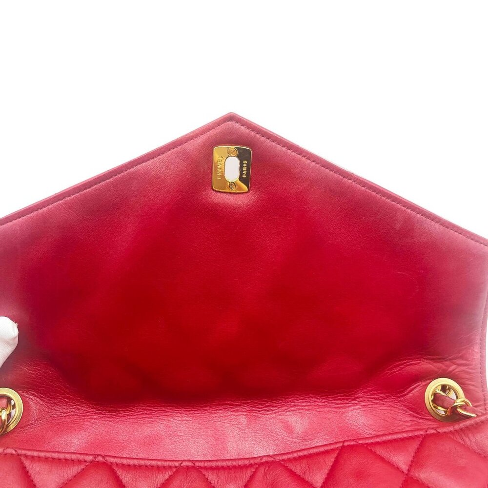 CHANEL CC 24K Vintage Jumbo Envelope Flap Bag Lambskin Timeless Red Purse Chain - Picture 14 of 16